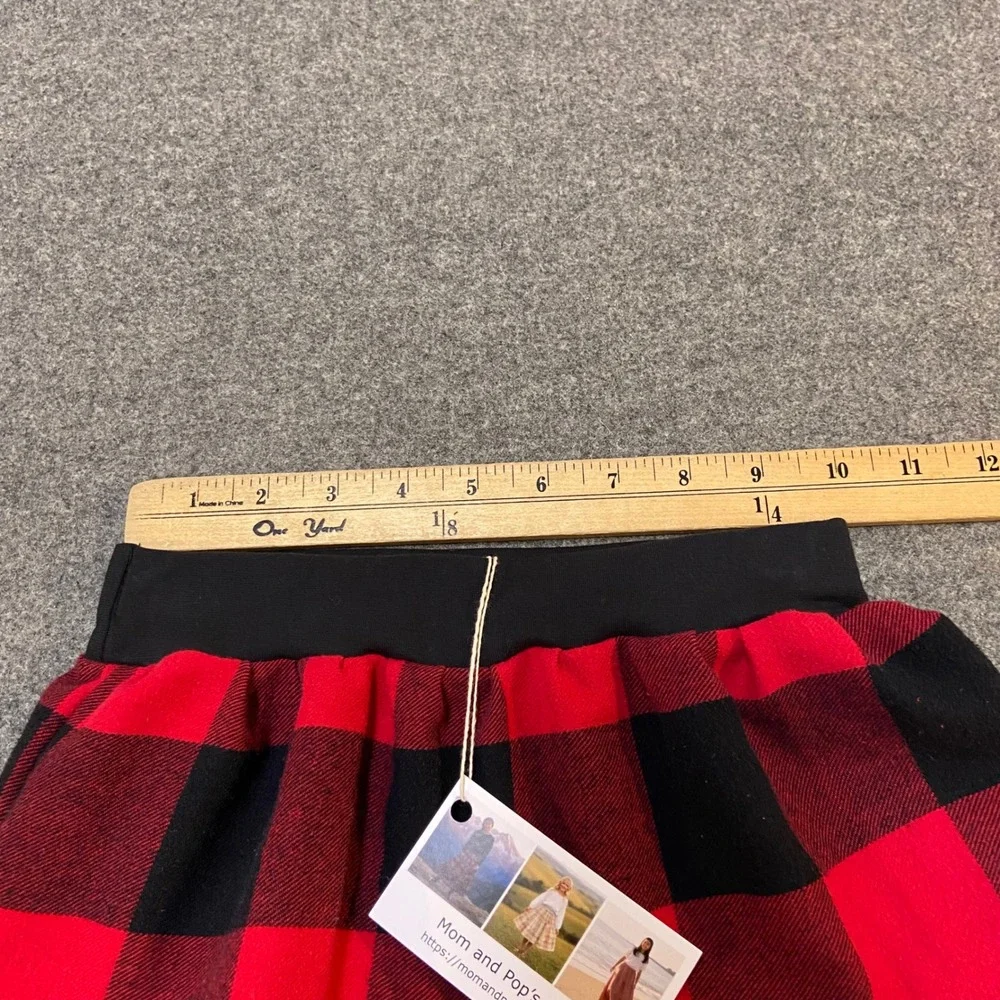 Girls Flannel Mom and Pop's Kids Maxi Skirt Sz 4 Red Black Buffalo Plaid Cotton